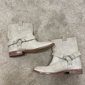 Madison Martin Margiela cream suede ankle motorcycle boot